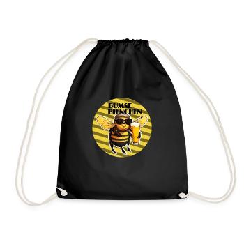 Bumse Bienchen - Biene mit Sonnenbrille und Bier - Turnbeutel - Schwarz - Vorne