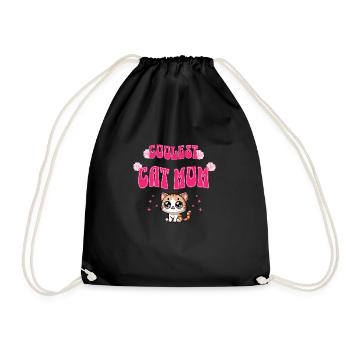Coolest Cat Mom - Drawstring Bag - black - Front