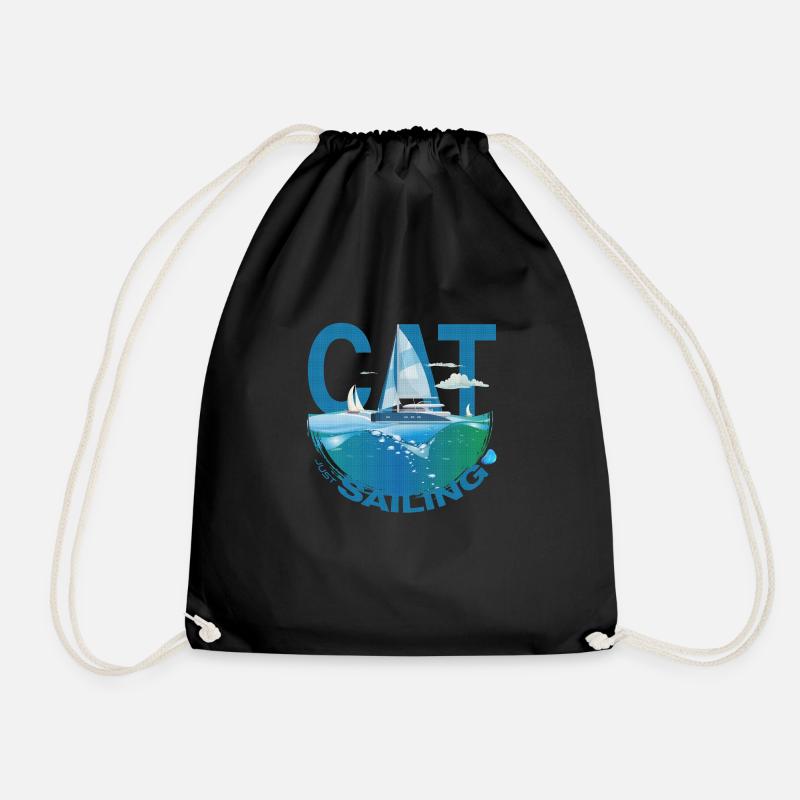 Cat / Catamaran - Just Sailing - Katamaran - Drawstring Bag - black