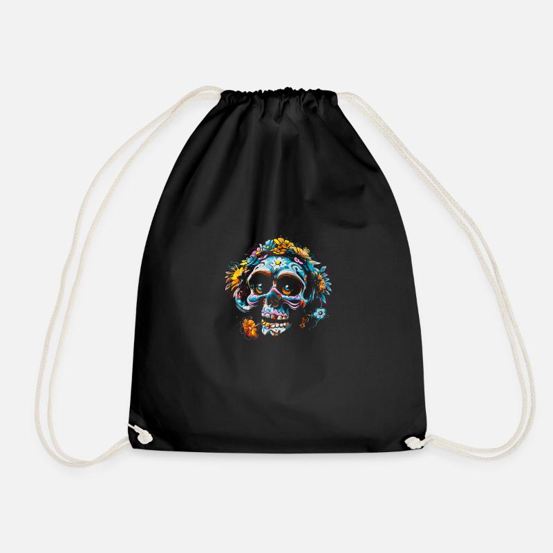 Skull flowers calavera - Sac de sport léger - noir