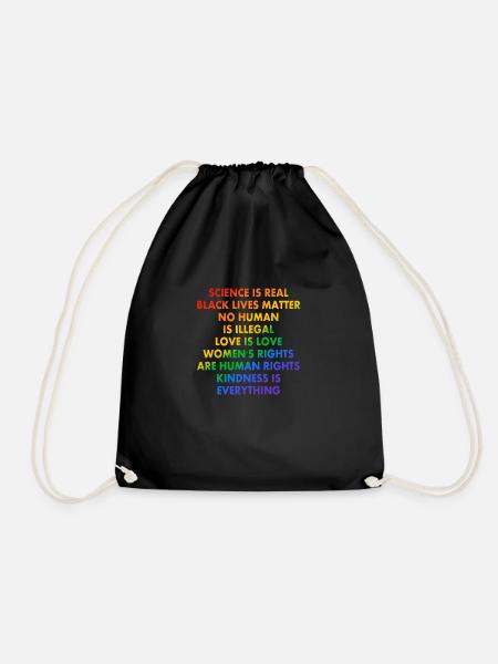 Progressive Slogans in den Farben der LGBTQ-Pride-Flagge - Turnbeutel - Schwarz