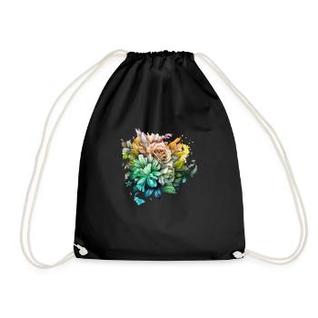 Flowers Hippie soul Groovy Summer time peace love - Drawstring Bag - black - Front