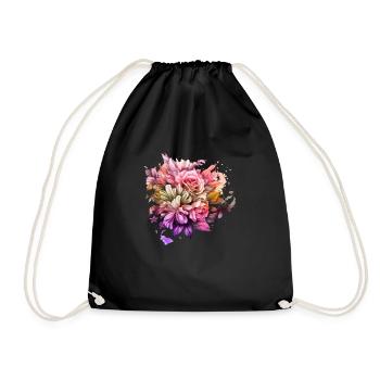 Flowers Hippie soul Groovy Summer time peace love - Drawstring Bag - black - Front