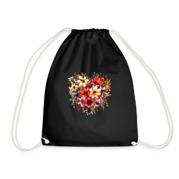 Flowers Hippie soul Groovy Summer time peace love - Drawstring Bag - black - Front