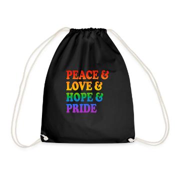 Peace Love Hope Pride Rainbow Colours - Drawstring Bag - black - Front