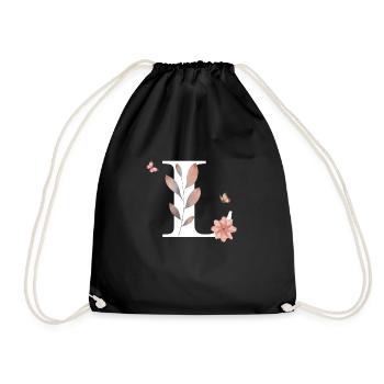 Letter l Wildflowers Watercolors - Drawstring Bag - black - Front