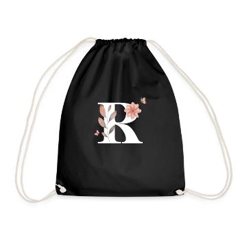 Letter r wildflowers watercolors - Drawstring Bag - black - Front