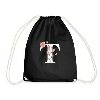 Letter t wildflowers watercolors - Drawstring Bag - black - Front