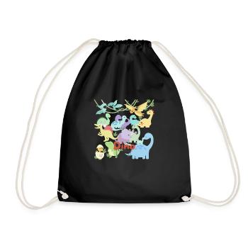 Dino party - Drawstring Bag - black - Front