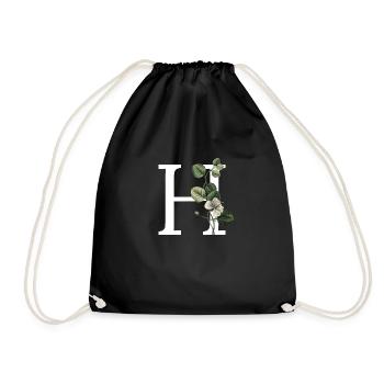 lettre h botanique vert - Sac de sport léger - noir - Devant
