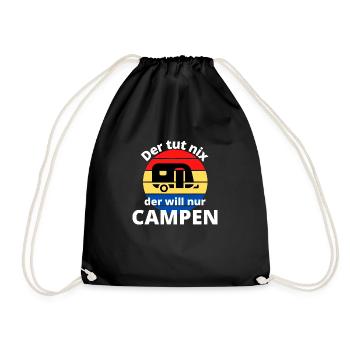 Tut nix will campen - Camping Wohnwagen Retro Sun - Turnbeutel - Schwarz - Vorne