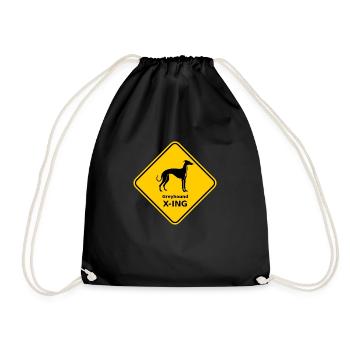 Schild "Greyhound X-ING" - Turnbeutel - Schwarz - Vorne