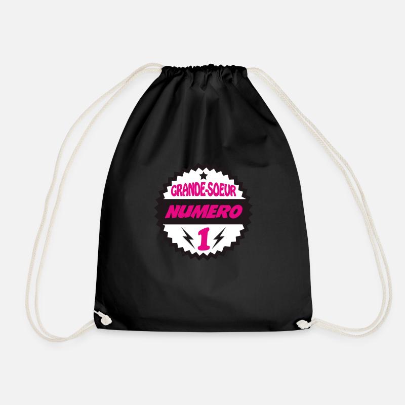 BIG SISTER NUMBER 1 - Drawstring Bag - black