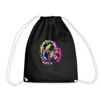 Graffiti Kopfhörer Headphones - Turnbeutel - Schwarz - Vorne
