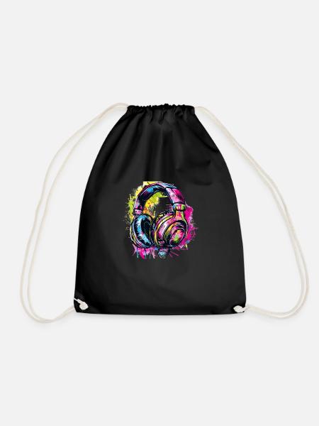 Graffiti Kopfhörer Headphones - Turnbeutel - Schwarz