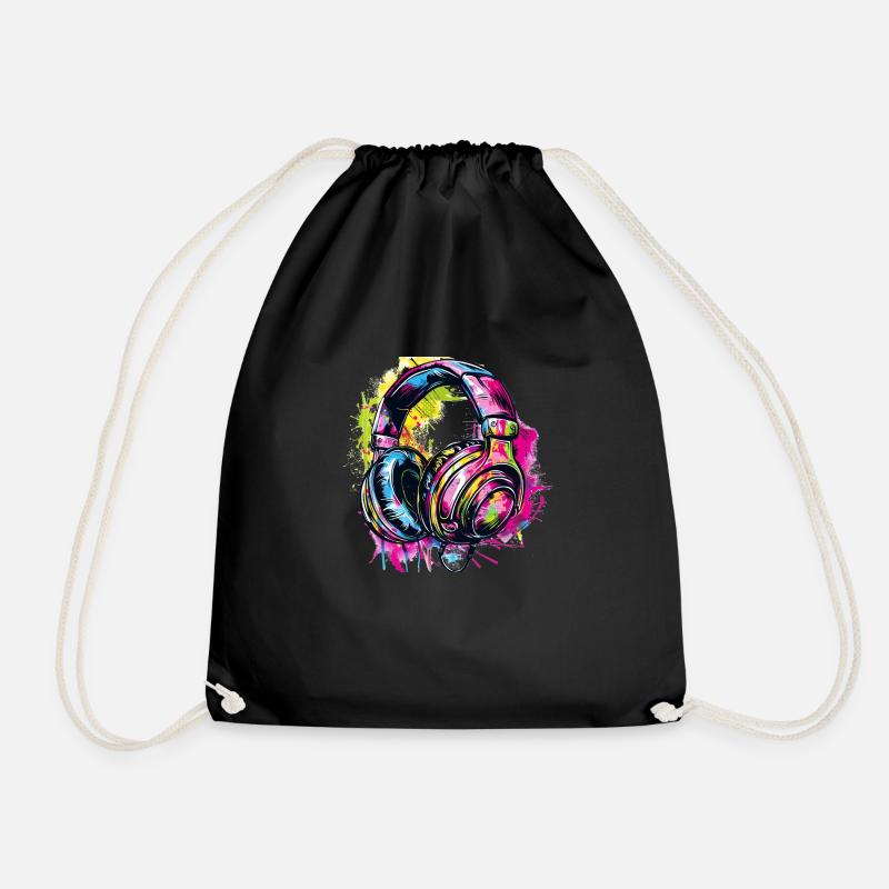 Graffiti Kopfhörer Headphones - Turnbeutel - Schwarz