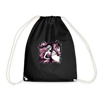 Blumen Frauen Mädchen Mode Design Kunst Weiblicher Stil - Turnbeutel - Schwarz - Vorne