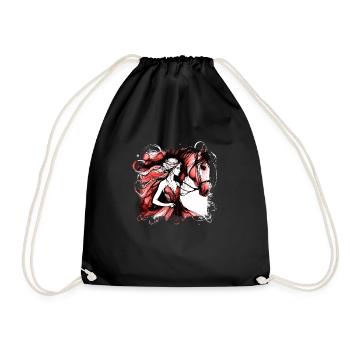 Flowers Women girl fashion design art female style - Drawstring Bag - black - Front