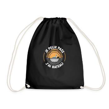 Je peux pas j'ai bateau - idée cadeau humoristique - Sac de sport léger - noir - Devant