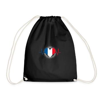 France Heartbeat French Flag Pride - Drawstring Bag - black - Front