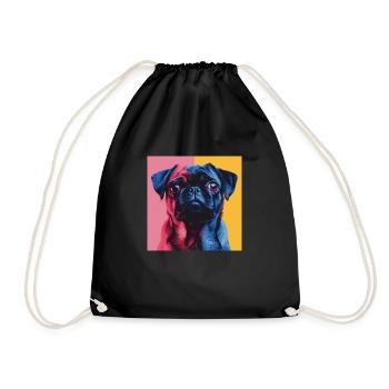Mops - Turnbeutel - Schwarz - Vorne