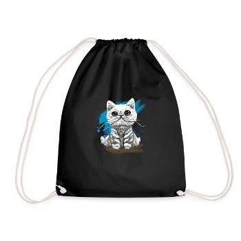 Happy Furry Kätzchen T-Shirt - Turnbeutel - Schwarz - Vorne