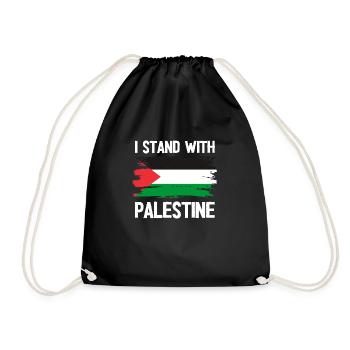 I STAND WITH Palestine - Drawstring Bag - black - Front
