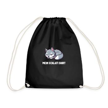 Cute Little Sleeping Wolf - Drawstring Bag - black - Front