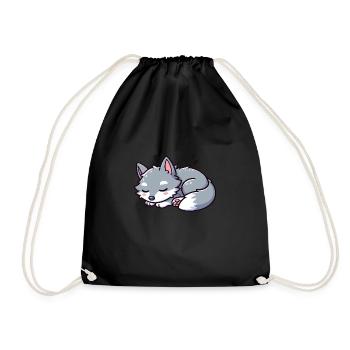 Cute Little Kids Wolf - Drawstring Bag - black - Front