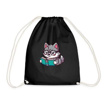 Le loup de la lecture douce - Sac de sport léger - noir - Devant
