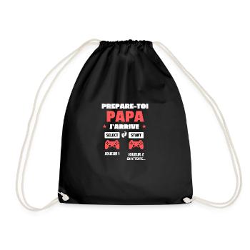 Future Dad Gamer Gift Announcement Pregnancy Father - Drawstring Bag - black - Front