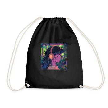 Plantes et musique - Impression de mode de haute qualité - Sac de sport léger - noir - Devant