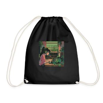 Plantes et musique - Impression de mode de haute qualité - Sac de sport léger - noir - Devant