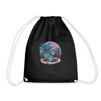 Plantes et musique - Impression de mode de haute qualité - Sac de sport léger - noir - Devant