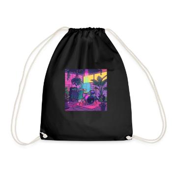 Plantes et musique - Impression de mode de haute qualité - Sac de sport léger - noir - Devant