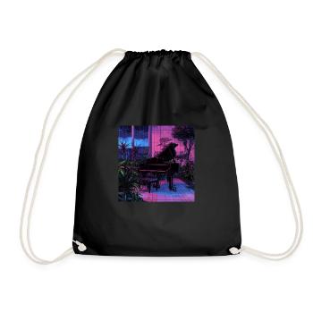 Plantes et musique - Impression de mode de haute qualité - Sac de sport léger - noir - Devant