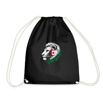 Algeria Lion Flag Algeria الجزائر Gift - Drawstring Bag - black - Front