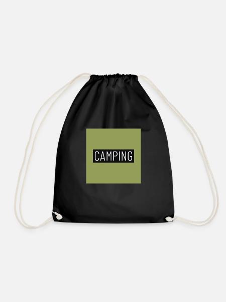 CAMPING minimalist green - Drawstring Bag - black