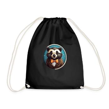 Funny Panda Bear - Drawstring Bag - black - Front
