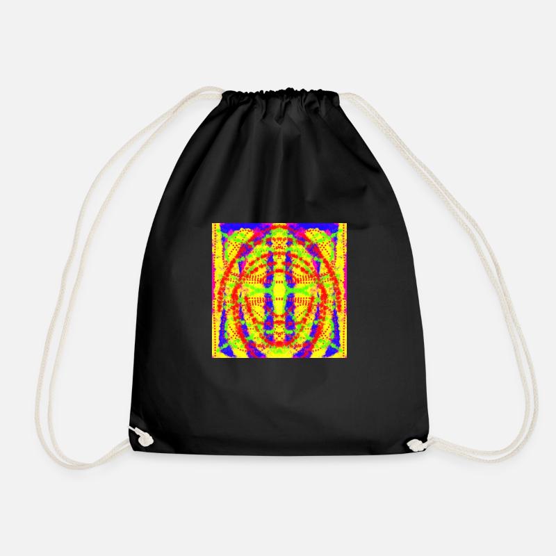 Abstract yellow and blue design - Drawstring Bag - black