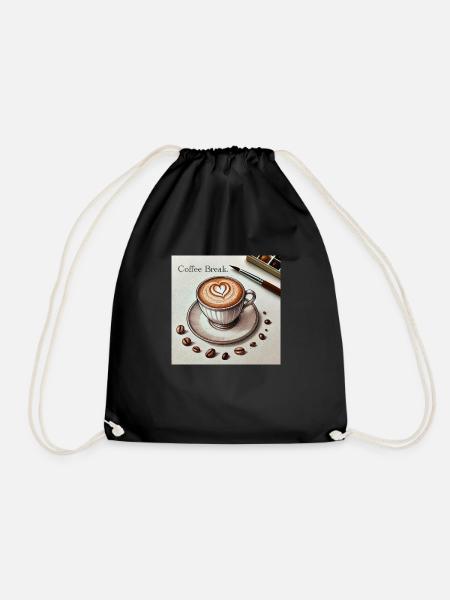 Herz des Cappuccinos - Turnbeutel - Schwarz