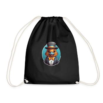 Funny Platypus Comic - Drawstring Bag - black - Front