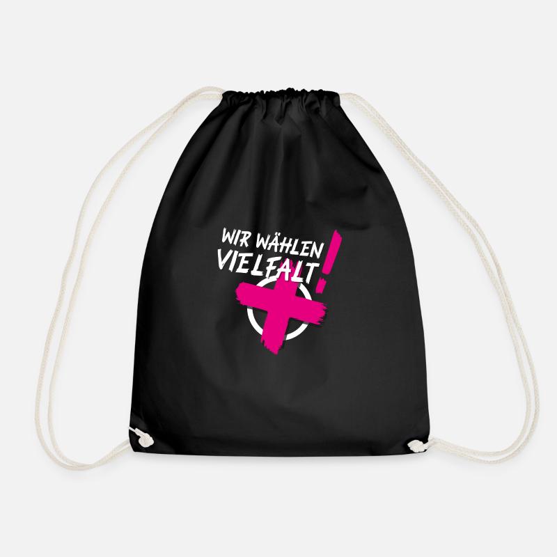 Wir wählen Vielfalt! (CSD-Design 2024) - Turnbeutel - Schwarz