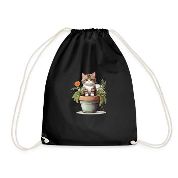 Süße Katze Blume - Turnbeutel - Schwarz - Vorne