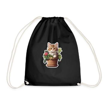 Süße Katze Blume - Turnbeutel - Schwarz - Vorne