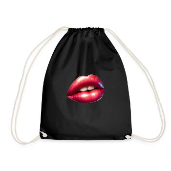Rosa sexy Lippen - Turnbeutel - Schwarz - Vorne