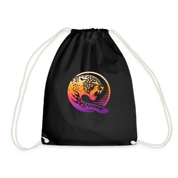 animal beast wildlife animal species art forest flora - Drawstring Bag - black - Front