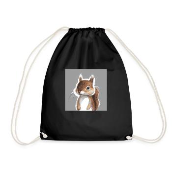 Squirrel - Drawstring Bag - black - Front