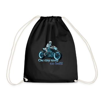 Biker Skeleton 06 2024 A 02 - Drawstring Bag - black - Front