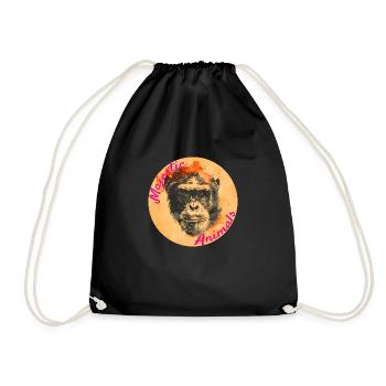 Majestic Animals: Clever Monkey - Drawstring Bag - black - Front